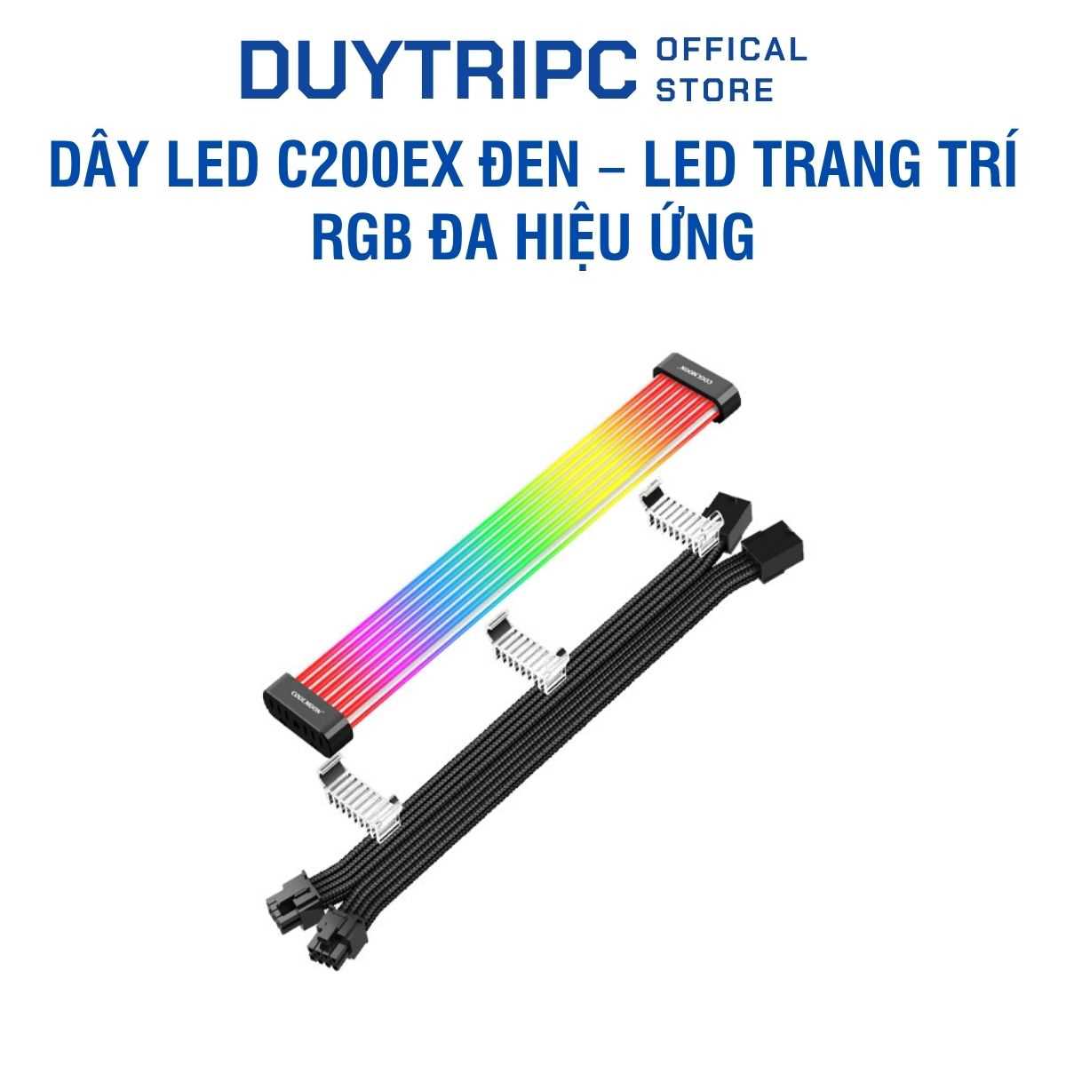 Dây LED C200EX Đen – LED trang trí RGB đa hiệu ứng, dây đèn LED cao cấp tiết kiệm điện, dễ lắp đặt